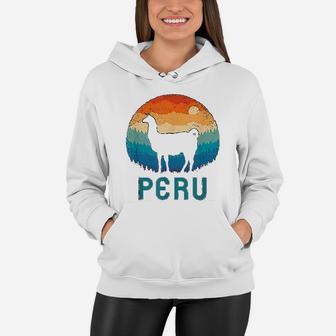 Llama Retro Machu Picchu Peru Vintage Alpaca Nazca Llamas Women Hoodie - Seseable