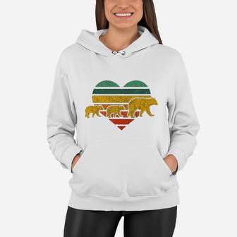 Mama Bear Two Retro Heart Mothers Day Gift Women Hoodie - Seseable