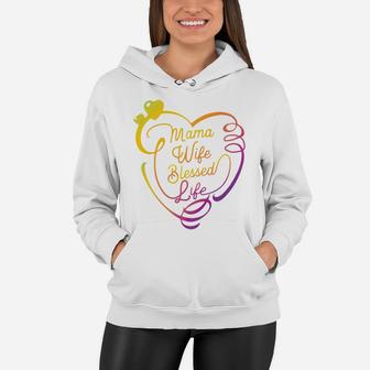 Mama Wife Blessed Life Awesome Mothers Day Gift Women Hoodie - Seseable