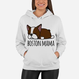 Mens Cute Red Boston Terrier Boston Mama Gift Women Hoodie - Seseable