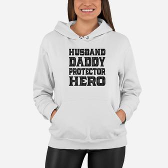 Mens Family Fathers Day Husband Daddy Protector Hero Father Dad Women Hoodie - Seseable