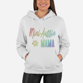 Mini Aussie Mama Rainbow Paw Print Australian Shepherd Mom Women Hoodie - Seseable