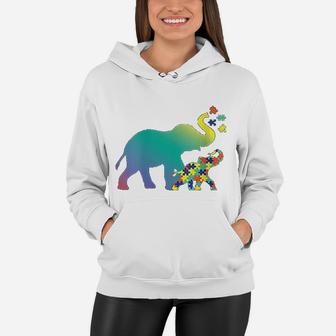 Mom Gift Elephant Puzzle Design Women Hoodie - Seseable