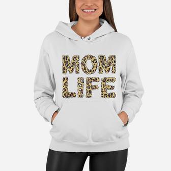 Mom Life Leopard Print Mom Pride Quote Women Hoodie - Seseable