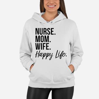 Nurse Mom Wife Happy Life Baseball Mothers Day Women Hoodie - Seseable