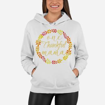 One Thankful Mama With Fall Leaves Wreath Women Hoodie - Seseable