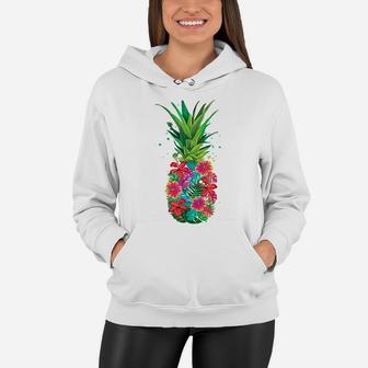 Pineapple Flowers Aloha Hawaii Vintage Hawaiian Women Hoodie - Seseable