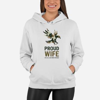 Proud Wife Of A Us Air Force Veteran Usaf Camo Eagle Women Hoodie - Seseable