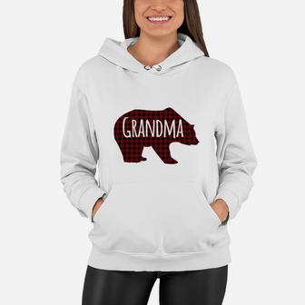 Red Plaid Grandma Bear Buffalo Matching Family Pajama (2) Women Hoodie - Seseable