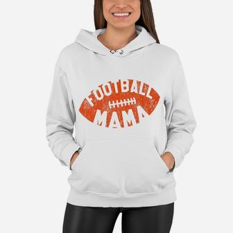 Retro Football Mama Orange Helmet Mom Gift Women Hoodie - Seseable