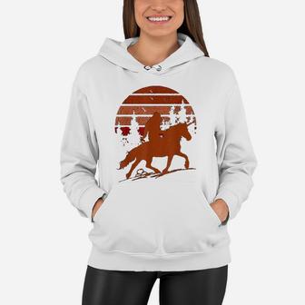 Sasquatch Riding A Unicorn Bigfoot Retro Sunset Vintage Women Hoodie - Seseable