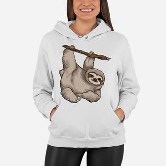 Sloth Cartoon Funny Pose Design For Sloth Lovers Women Hoodie - Seseable