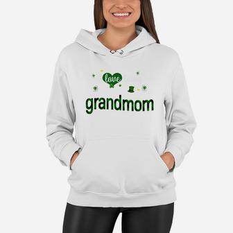 St Patricks Day Cute Shamrock I Love Being Grandmom Heart Family Gifts Women Hoodie - Seseable