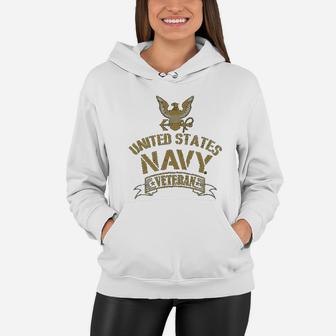 Us Navy Veteran With Eagle Emblem Graphic Women Hoodie - Seseable