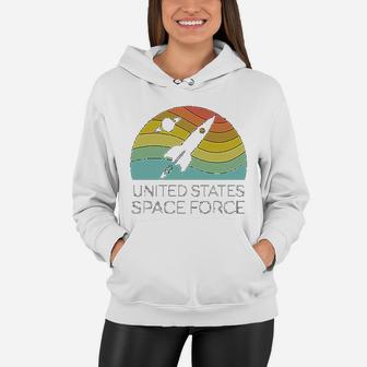 Us Space Force Retro Vintage Usa Funny Military Women Hoodie - Seseable