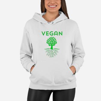 Vegan Tree Roots Green Vegetarian Love Mother Earth Organic Women Hoodie - Seseable