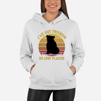 Vintage Bulldog I Have Got Friends In Low Places Dog Lovers Women Hoodie - Seseable