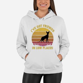 Vintage Cornish Rex I Have Got Friends In Low Places Cat Lovers Women Hoodie - Seseable