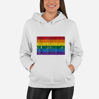 Vintage Distressed Gay Pride Flag Women Hoodie - Seseable