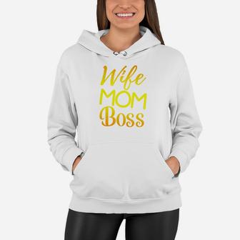 Wife Mom Boss Cute Graphic Women Hoodie - Seseable