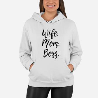 Wife Mom Boss Lady White Mommy Gift Women Hoodie - Seseable