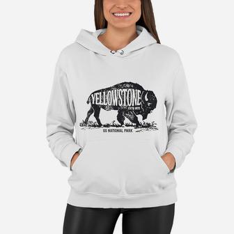 Yellowstone National Park Us Bison Buffalo Vintage Women Hoodie - Seseable