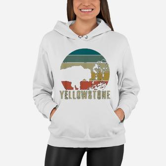 Yellowstone National Park Vintage Buffalo Bison Retro Gift Women Hoodie - Seseable