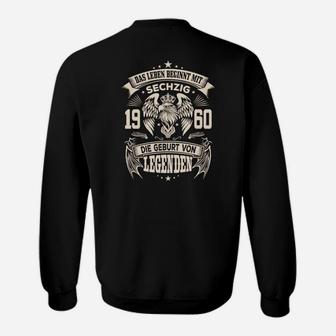 60. Geburtstags-Sweatshirt, Leben Beginnt 1960 Aufdruck, Legenden Design - Seseable