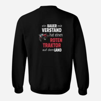 Bauer mit Verstand Schwarzes Sweatshirt, Roter Traktor Motiv - Seseable