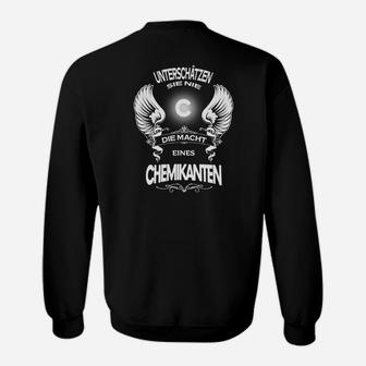 Chemikanten Macht Schwarzes Sweatshirt, Flügel Design mit Chemiker-Spruch - Seseable