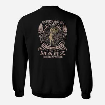 Eulen-Motiv Schwarzes Sweatshirt mit Sternzeichen März Spruch - Seseable