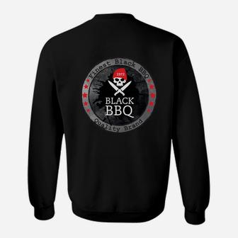 Grill-Thema Herren Sweatshirt Black BBQ mit Totenkopf-Logo, Schwarz - Seseable