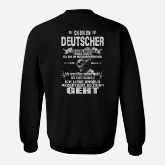 Herren-Sweatshirt Schwarz Ich Bin Ein Deutscher Patrioten Design - Seseable