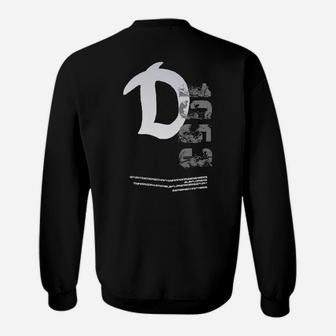 Herren Sweatshirt Schwarz mit Weißem Buchstaben D Design, Grafikdruck - Seseable