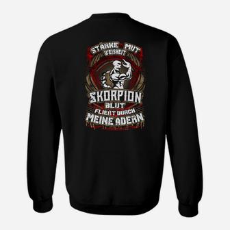 Herren Sweatshirt Skorpion-Motiv Stärke & Weisheit – Mein Blut - Seseable