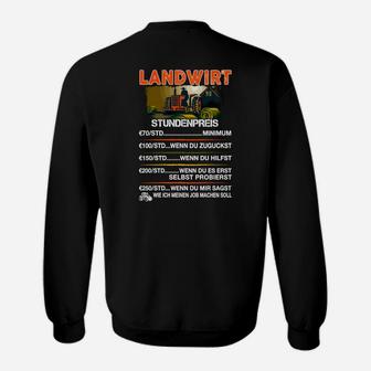 Landwirt Humor Sweatshirt, Stundenpreis-Aufdruck für Bauern - Seseable