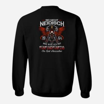 Motorradflügel 1964 Herren Sweatshirt, Schwarz mit Spruch Sei nicht neidisch - Seseable