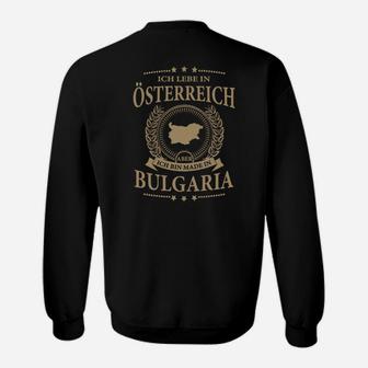 Österreich-Bulgarien Herzschlag Sweatshirt, Schwarz mit Ländermotiv - Seseable