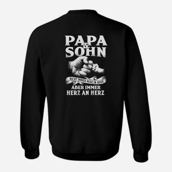 Papa & Sohn Herz an Herz Schwarzes Sweatshirt, Motiv mit Handabdruck - Seseable
