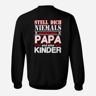 Papa und Kinder Sweatshirt, Schwarzes Tee mit Spruch - Seseable