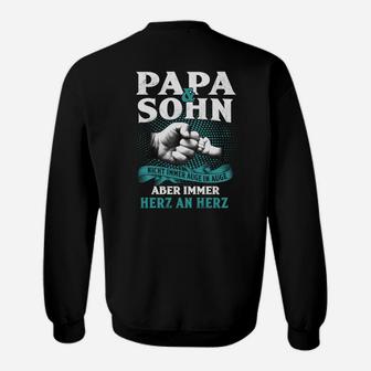 Papa und Sohn Hand in Hand Sweatshirt, Herz an Herz Design - Seseable
