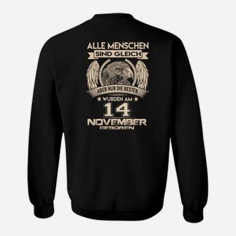 Personalisiertes Geburtstags-Sweatshirt für 14. November Geborene, Schwarzes Unikat - Seseable