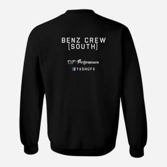 Personalisiertes Schwarzes Sweatshirt Benz Crew [South] Rückenaufdruck - Seseable