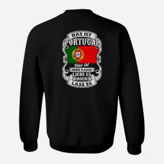 Portugal Flaggen-Sweatshirt mit Patriotischem Spruch, Schwarz - Seseable