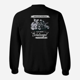 Schwarz Herren-Motorradshirt mit Schutzengel-Motiv, Biker Schutz Design Sweatshirt - Seseable