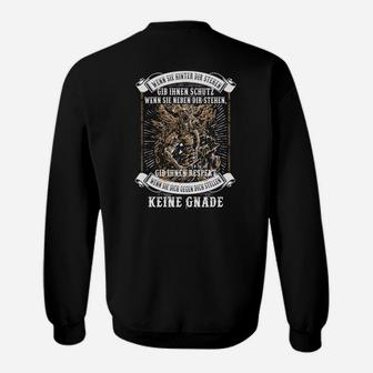 Schwarzes Biker-Sweatshirt mit Adler & Keine Gnade Motiv - Seseable
