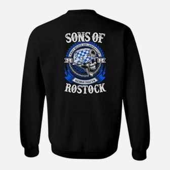 Schwarzes Biker-Sweatshirt Sons of Rostock, Motorrad-Design Tee - Seseable