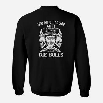 Schwarzes Biker-Sweatshirt Totenkopf & Flügel, Und am 8. Tag sagte Gott... Die Bulls - Seseable