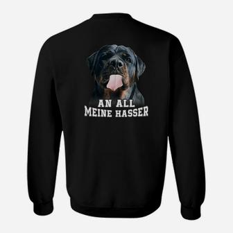 Schwarzes Bulldoggen Sweatshirt An alle meine Hasser, Humorvolles Outfit - Seseable