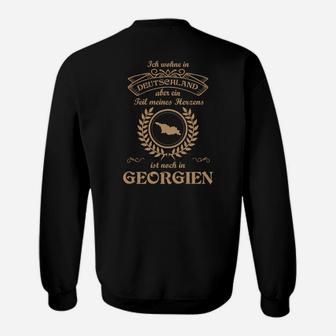 Schwarzes Deutschland-Georgien Sweatshirt, Mein Herz schlägt für Georgien Design - Seseable